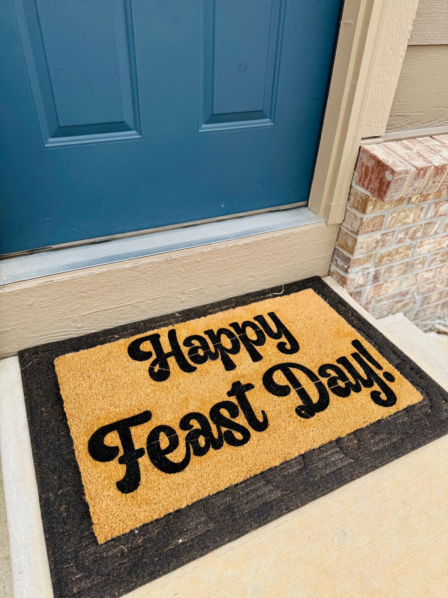Happy Feast Day 18x30 Doormat