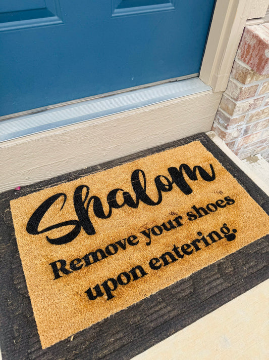 Shalom REMOVE YOUR SHOES UPON ENTERING 18x30 Doormat