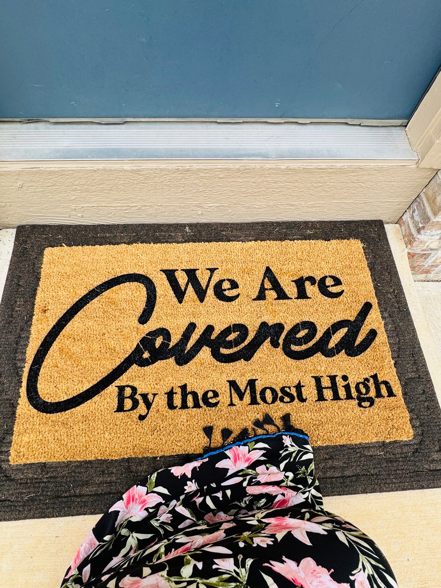 We Are Covered By the Most High 18x30 doormat