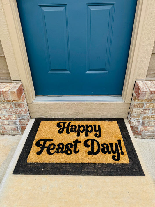 Happy Feast Day 18x30 Doormat